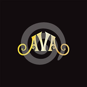 Elegant Logotype Design with AVA Letter in Gold Color