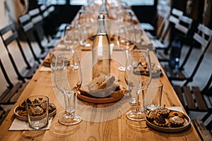 Elegant Long Table Set for Wine Tasting Dinner