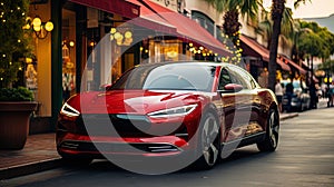 Elegant and luxurious design of an electric car parked on a street