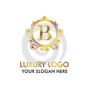 Elegant luxury B logo design with circle ornament