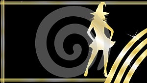 elegant luxury golden halloween pretty witch girl invitation background card illustration in vector format
