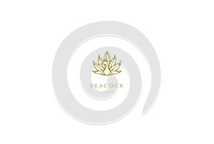 Elegant Luxury Golden Swan Peacock Logo Design Vector