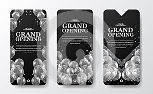 Elegant luxury grand opening or reopening event social media stories template for announcement marketing with flying transparent