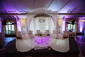 Elegant, luxury wedding reception table arrangement & catering