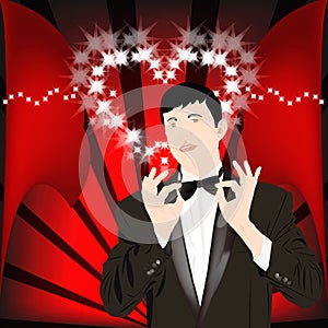 The elegant man in a classical tuxedo