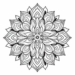 Elegant Mandala Flower Coloring Page For Adults