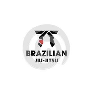 Brazilian Jiu-Jitsu simple belt logo design vector icon Illustration, black and red belt icon vector , symbol for academy photo