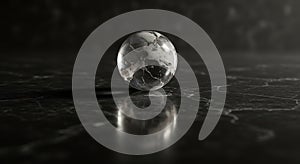 Elegant Marble Globe on Reflective Black Surface