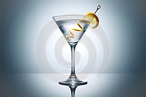 Elegant Martini Glass with Lemon Twist and Ice