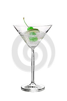 Elegant martini glass with lime and cherry