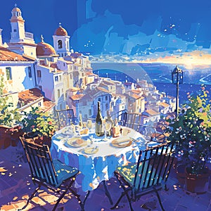 Elegant Mediterranean Balcony Sunset