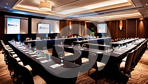 An elegant meeting room designed to facilitate productive discussions and networking opportunities among business professionals