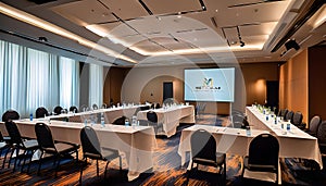An elegant meeting room designed to facilitate productive discussions and networking opportunities among business professionals