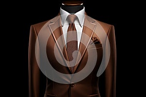 Elegant men brown suit formal. Generate Ai