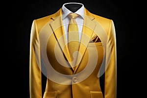 Elegant men yellow suit formal. Generate Ai