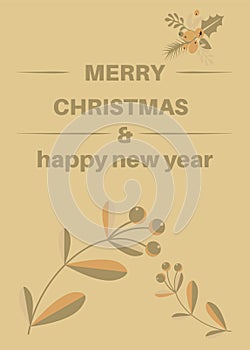 Elegant merry christmas card with gold pattens - vector illustration