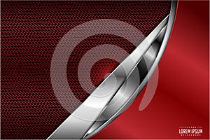 Elegant metallic background.Red and silver with carbon fiber dark space.
