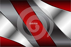 Elegant metallic background.Red and silver with carbon fiber dark space.