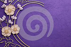 Elegant Mid-Autumn Festival design featuring delicate gold-outlined flowers and curved patterns photo