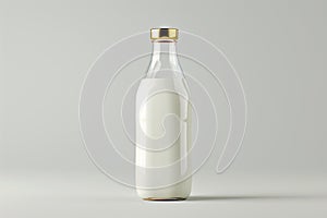 Elegant Milk Bottle on Neutral Background