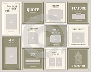 Elegant minimalist social media post set template photo