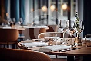 Elegant Minimalist Table Setting in Upscale Restaurant