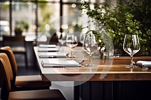 Elegant Minimalist Table Setting in Upscale Restaurant