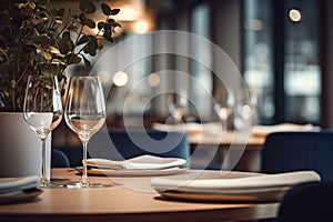 Elegant Minimalist Table Setting in Upscale Restaurant