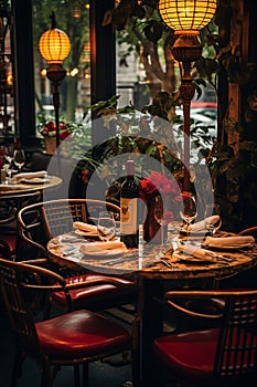 Elegant Minimalist Table Setting in Upscale Restaurant