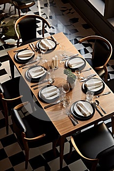 Elegant Minimalist Table Setting in Upscale Restaurant