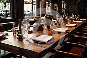 Elegant Minimalist Table Setting in Upscale Restaurant