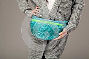 Elegant model with a fanny pack