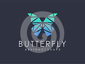 Elegant modern abstract geometric gradient butterfly logo design vector