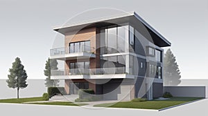 Elegant Modern Duplex with Expansive Windows and Contemporary Design photo