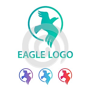 Elegant Modern Eagle Flying Logo With Circle Concept Vector Design