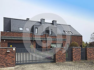 Elegant modern house de of red brick northern Poland architecture