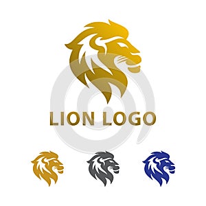 ELegant Modern Lion Head Golden Gradien Logo Vector Design Concept For Your Company