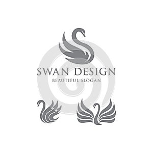 Elegant Modern Modern Abstract Swan With Wing Illustration Inspiration Design Concept