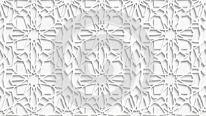White Geometric Islamic Seamless Pattern with 3D Effect