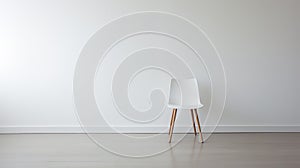 Elegant and modern white chair in an empty room with white wall. Generative AI