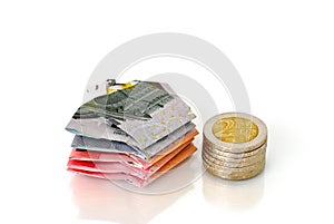 Elegant money from euro banknotes and coins