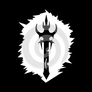 Sword - black and white vector illustration