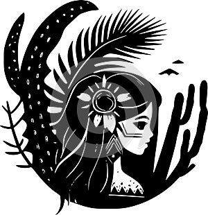 Boho - minimalist and flat logo - vector illustration