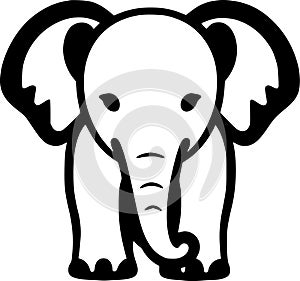 Elephant - black and white vector illustration