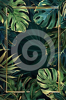 Elegant Monstera and Leafy Theme Invitation Background