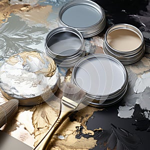 Elegant Nature-inspired Camouflage: Silver Wallpaper Paint Palette