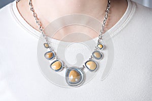 Elegant necklace at neck