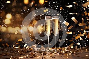 Elegant New Years Eve background with champagne