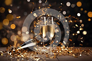 Elegant New Years Eve background with champagne