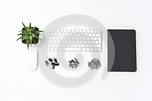 Elegant office desktop with accessories.